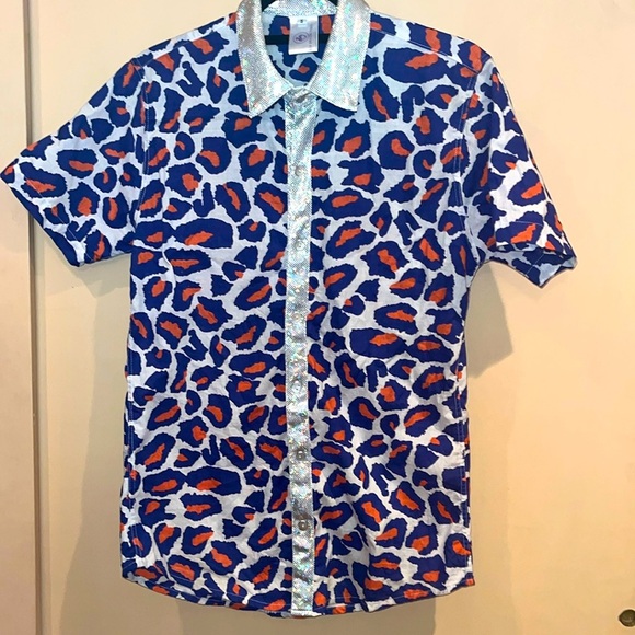 Sea Dragon Studio Party Panther short sleeve button down tailored shirt SZ small - Picture 1 of 11